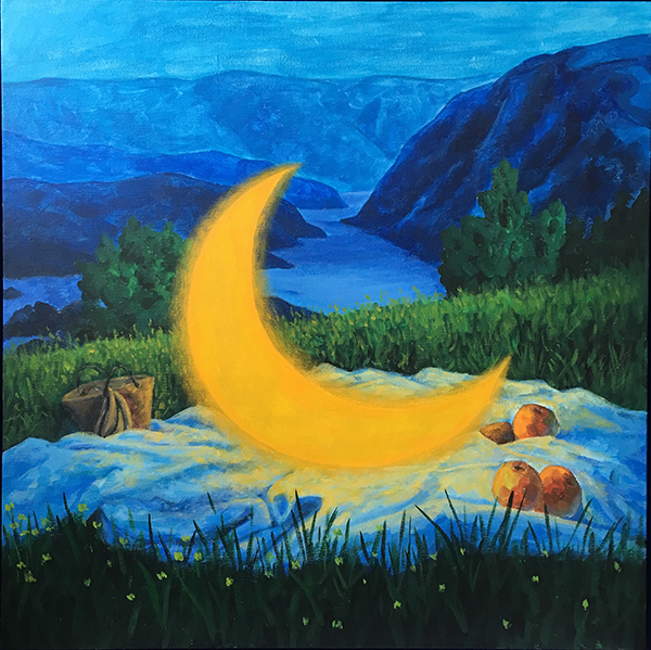 《月亮心事》|80.0x80.0cm|布面油画